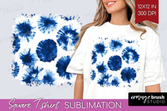 Blue Tie Dye Square Tshirt Background - Shibori PNG Product Image 1