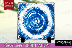 Blue Tie Dye Slate PNG - Shibori Square Slate Sublimation Product Image 1