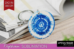 Blue Tie Dye Keychain PNG - Shibori Keychain Sublimation Product Image 1