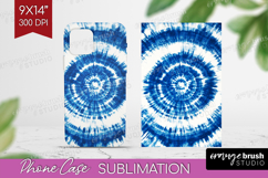 Blue Tie Dye Phone Case PNG - Shibori Case PNG Sublimation Product Image 1