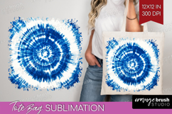 Blue Tie Dye Tote Bag - Shibori Tote Bag PNG Sublimation Product Image 1