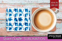 Blue Tie Dye Square Coaster - Shibori Coaster PNG Product Image 1