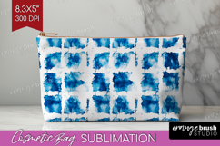 Blue Tie Dye Cosmetic Bag - Shibori Makeup Bag PNG Product Image 1