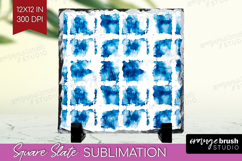 Blue Tie Dye Slate PNG - Shibori Square Slate Sublimation Product Image 1