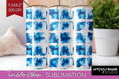 Blue Tie Dye Tumbler Wrap - Shibori Tumbler PNG Sublimation Product Image 1