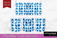 Blue Tie Dye Mug Wrap - Shibori Mug PNG Sublimation Product Image 1