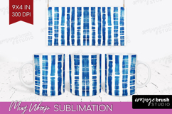 Blue Tie Dye Mug Wrap - Shibori Mug PNG Sublimation Product Image 1