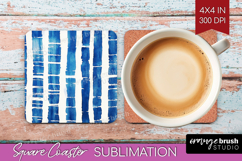 Blue Tie Dye Square Coaster - Shibori Coaster PNG Product Image 1
