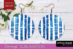 Blue Tie Dye Round Earrings - Shibori PNG Sublimation Product Image 1