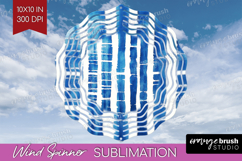 Blue Tie Dye Wind Spinner Sublimation PNG - Shibori Round Product Image 1