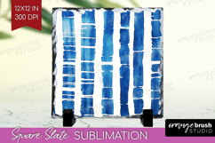 Blue Tie Dye Slate PNG - Shibori Square Slate Sublimation Product Image 1