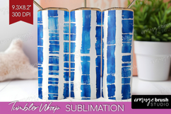 Blue Tie Dye Tumbler Wrap - Shibori Tumbler PNG Sublimation Product Image 1