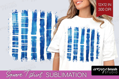 Blue Tie Dye Square Tshirt Background - Shibori PNG Product Image 1