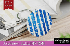 Blue Tie Dye Keychain PNG - Shibori Keychain Sublimation Product Image 1