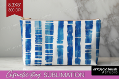 Blue Tie Dye Cosmetic Bag - Shibori Makeup Bag PNG Product Image 1