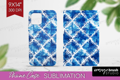 Blue Tie Dye Phone Case PNG - Shibori Case PNG Sublimation Product Image 1