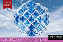Blue Tie Dye Wind Spinner Sublimation PNG - Shibori Round Product Image 1