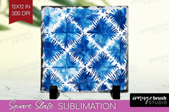 Blue Tie Dye Slate PNG - Shibori Square Slate Sublimation Product Image 1