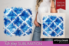 Blue Tie Dye Tote Bag - Shibori Tote Bag PNG Sublimation Product Image 1