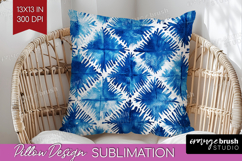 Blue Tie Dye Pillow Sublimation - Shibori Pillow Cover PNG Product Image 1