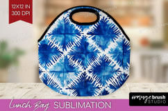 Blue Tie Dye Lunch Bag - Shibori Lunch Bug PNG Sublimation Product Image 1