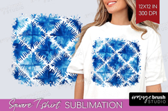 Blue Tie Dye Square Tshirt Background - Shibori PNG Product Image 1