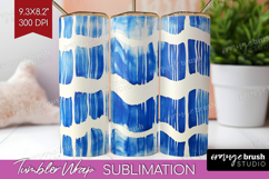 Blue Tie Dye Tumbler Wrap - Shibori Tumbler PNG Sublimation Product Image 1