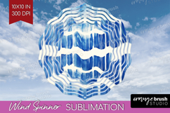 Blue Tie Dye Wind Spinner Sublimation PNG - Shibori Round Product Image 1
