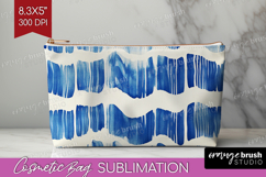 Blue Tie Dye Cosmetic Bag - Shibori Makeup Bag PNG Product Image 1