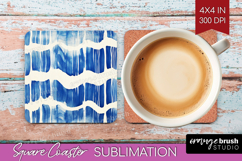 Blue Tie Dye Square Coaster - Shibori Coaster PNG Product Image 1