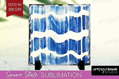 Blue Tie Dye Slate PNG - Shibori Square Slate Sublimation Product Image 1