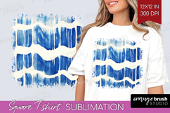 Blue Tie Dye Square Tshirt Background - Shibori PNG Product Image 1