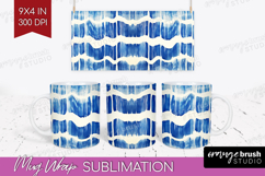Blue Tie Dye Mug Wrap - Shibori Mug PNG Sublimation Product Image 1