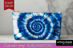Blue Tie Dye Cosmetic Bag - Shibori Makeup Bag PNG Product Image 1