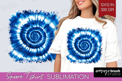 Blue Tie Dye Square Tshirt Background - Shibori PNG Product Image 1