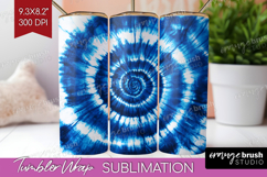 Blue Tie Dye Tumbler Wrap - Shibori Tumbler PNG Sublimation Product Image 1