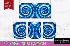 Blue Tie Dye Mug Wrap - Shibori Mug PNG Sublimation Product Image 1