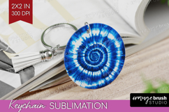 Blue Tie Dye Keychain PNG - Shibori Keychain Sublimation Product Image 1