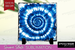 Blue Tie Dye Slate PNG - Shibori Square Slate Sublimation Product Image 1