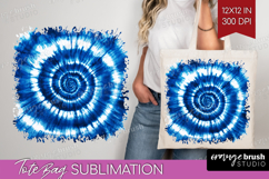 Blue Tie Dye Tote Bag - Shibori Tote Bag PNG Sublimation Product Image 1