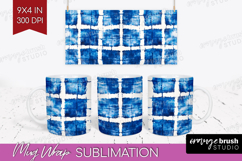 Blue Tie Dye Mug Wrap - Shibori Mug PNG Sublimation Product Image 1