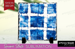Blue Tie Dye Slate PNG - Shibori Square Slate Sublimation Product Image 1