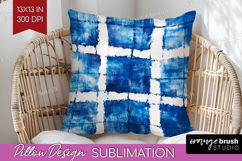 Blue Tie Dye Pillow Sublimation - Shibori Pillow Cover PNG Product Image 1