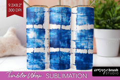 Blue Tie Dye Tumbler Wrap - Shibori Tumbler PNG Sublimation Product Image 1