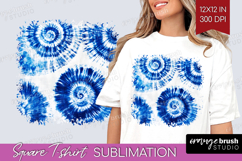 Blue Tie Dye Square Tshirt Background - Shibori PNG Product Image 1