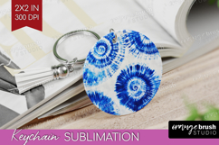 Blue Tie Dye Keychain PNG - Shibori Keychain Sublimation Product Image 1