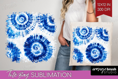 Blue Tie Dye Tote Bag - Shibori Tote Bag PNG Sublimation Product Image 1