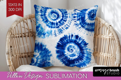 Blue Tie Dye Pillow Sublimation - Shibori Pillow Cover PNG Product Image 1