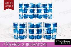 Blue Tie Dye Mug Wrap - Shibori Mug PNG Sublimation Product Image 1