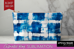 Blue Tie Dye Cosmetic Bag - Shibori Makeup Bag PNG Product Image 1